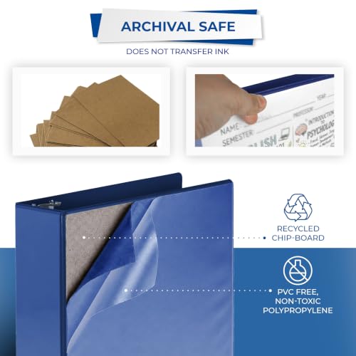 Samsill 3 Inch 3 Ring Binders, Economy Round Ring, Clear View Cover, 550 Sheet Capacity - for School, Home, Office - Blue, 12 Pack