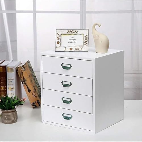 noxozoqm File Cabinets Wood Multifunctional Office Supplies Multilayer Desktop Organizer Storage Box with Drawers(4 Layer)