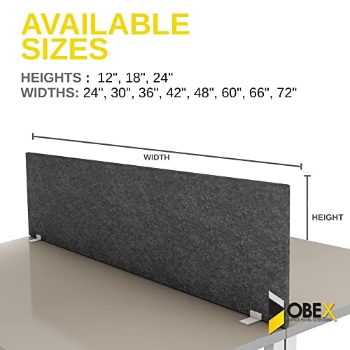 OBEX Free Standing Desk PET Privacy Screen, Table Top Home & Office Furniture Partitions and Dividers, Portable Workstation Freestanding Panels, 24" x 30" Shadow