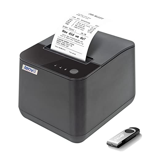 LENVII LV-R380 80MM POS Thermal Printer with Auto Cutter POS Receipt Printer, USB & LAN Port,Compatible Windows & Mac use for Retail Store/Supermarket/Kitchen/Clothing Store
