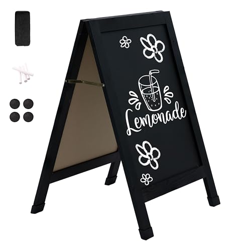 Sunnydaze Magnetic A-Frame Chalkboard Sign - 40- x 20-Inch - Black