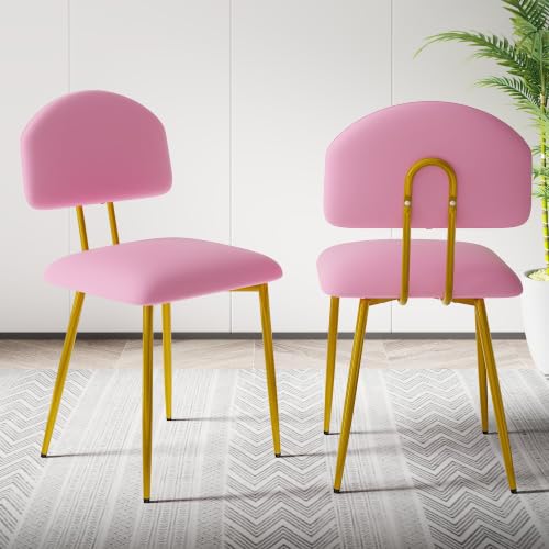 VECELO Stacking Dining Chairs Set of 2, Curved Backrest, Pink