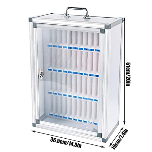 Aluminum Alloy Pocket Chart Storage Cabinet Clear Cell Cell Phone Locker Wall-Mounted with A Locked Can Be Carried by Hand for Office and Classroom (Color : Silver, Size : 48)