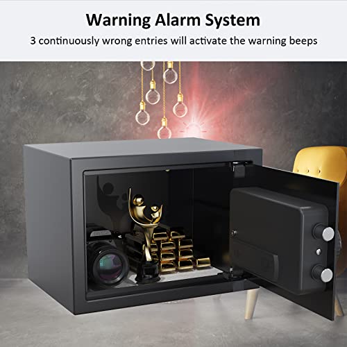 Goldenkey 1.2 Cu.Ft Modern Fireproof Safe – Digital Safe with Fireproof Bag, Keypad & Key, Protects Documents, Cash & Valuables, 9.84"D x 13.78"W x 9.84"H