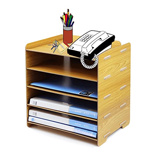 File Magazine Folder Holder File Rack Office Desktop Multi-Layer Magazine Rack Data Storage Box Wooden Storage Classification Box File Organizer File Organizer,1