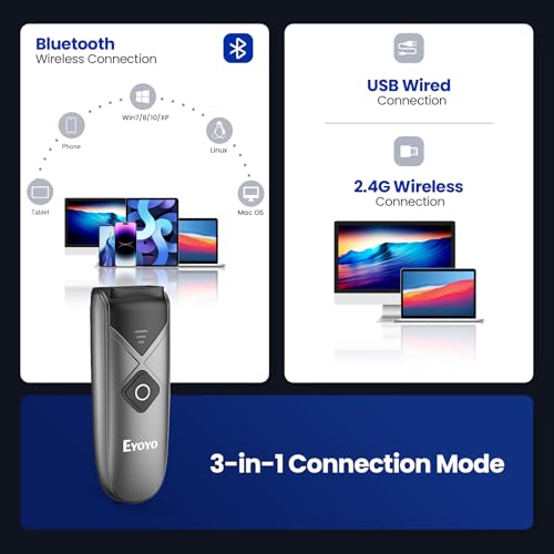 Eyoyo Portable Mini Bluetooth 2D&1D Barcode Scanner Wireless