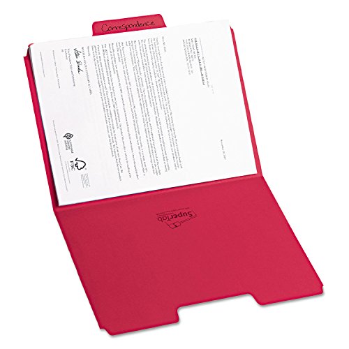 Smead 11983 SuperTab Colored File Folders 1/3 Cut Letter Red 100/Box