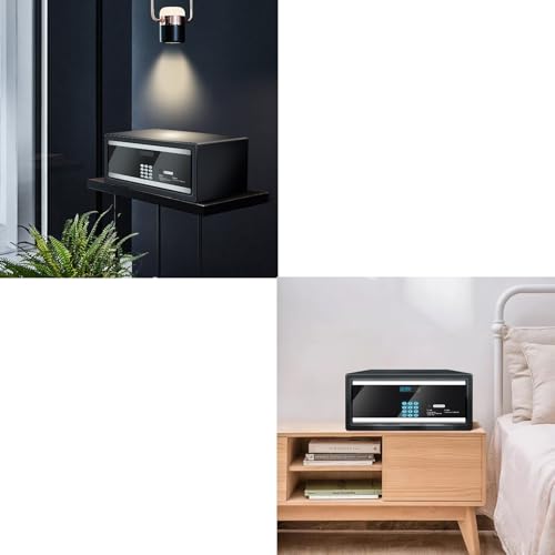 XRRJFYH Safebox with Backlit Digital Buttons, Security Box with Key, Small Safe with Display Screen, Safe Box for Hotel, Office, Home