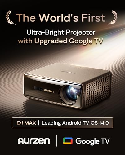 Aurzen EAZZE D1 MAX 1000 ANSI Google TV Projector with 4K Support & MEMC