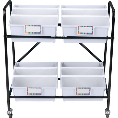 Really Good Stuff Mid-Size Mobile Storage Rack with Picture Book Bins
