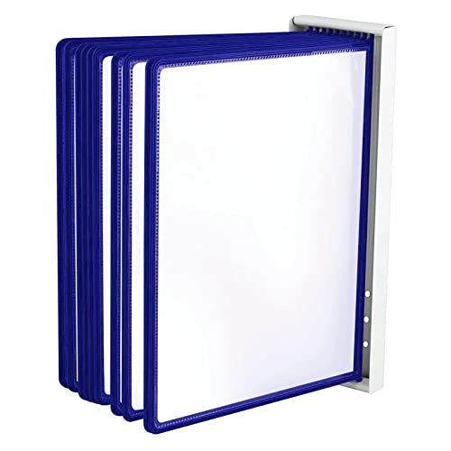 JDXQBLD Wall Mount Reference Organizer - Catalog Display Rack, 10 Panels Wall Display System, Wall Mount Display Panels, Metal Panel System, for Warehouse, Workshop, Shop, Labora,Blue