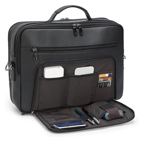 TaoshuNLy Leather Briefcase 15.6 Inches Laptop Crossbody Bag Large Satchel Messenger Bag Computer Handbag