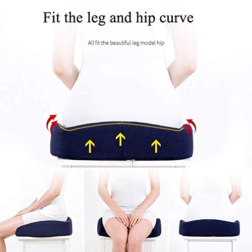 NCRD Seat Cushion Pillow for Office Chair - Memory Foam Firm Coccyx Pad - Tailbone, Sciatica, Lower Back Pain Relief - Contoured Posture Corrector for Car,Home,Office (Color : Blue)