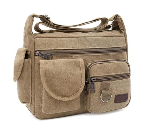 Small Vintage Messenger Bag, Small Canvas Messenger Bag for Men men Tablet Bussiness Briefcase Vintage Crossbody(Brown)