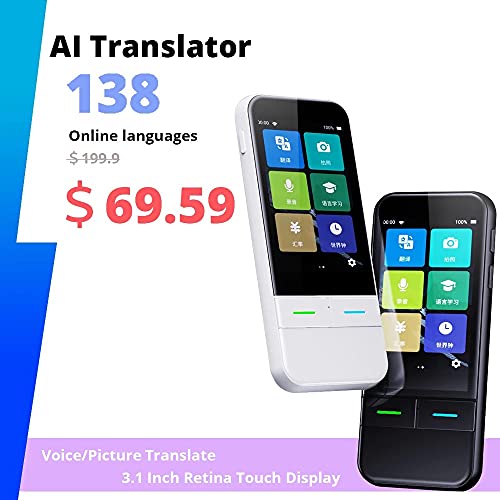 AI Voice Real Time Translator 138 Multi Online Languages Voice-Record 3.1 Inch Big Touch Screen Learning Conversion T11