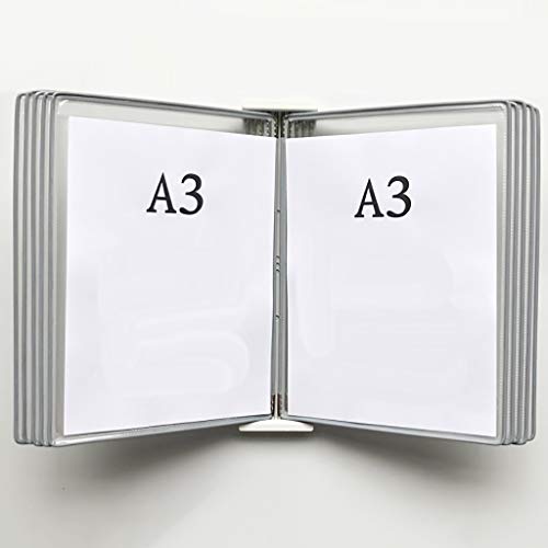 KGDJBGSE Wall Mounted File Holder Folder, A3 Poster Flip Book Display, Hanging Organizer 45x33x10CM 10 Pages 20 Pockets(E)