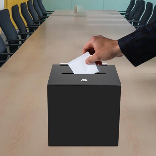 Acrylic Donation Box, Deluxe Donation Box Tip Jar Ballot Suggestion With Lock & 2 Keys, Money Storage Container for Voting, Charity, Ballot, Contest, Suggestions. (10 * 10 * 10in)