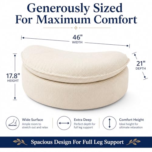 HOYOC Plush Ottoman Foot Rest, Upholstered Pouf Foot Stool with Soft Polyester Fabric, No Assembly Footrest Pedal for Couch, Sofa, Living Room, Bedroom & Office,Blue Gray