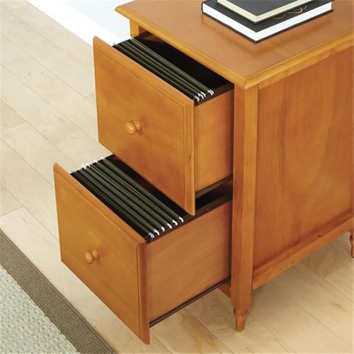 Pemberly Row Modern 2 Drawer Wood File Cabinet, 30" H x 18.75" W x 20.25" D, Solid Hardwood, Antique Cherry Finish, Letter Size Files, Office Storage, Ready to Assemble, Indoor Use