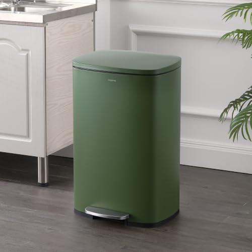 happimess Connor 2-Piece Iron Trash Can, Pine Green