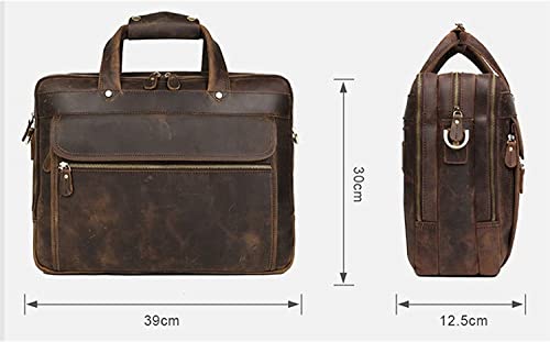 XIXIDIAN 15.6 inch Leather Messenger Bag Genuine Leather Briefcase for Men Large Satchel Shoulder Bag Rugged Leather Computer Laptop Bag(Size:39 * 12.5 * 30cm) (Color : Brown)