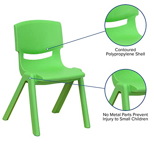 Flash Furniture Whitney 2 Pack Green Plastic Stackable School Chair with 12" Seat Height