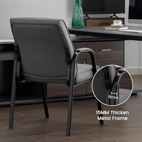 BoisKom Big&Wide Office Guest Reception Chairs Set of 2, Conference Room Chairs Waiting Room Chairs, Modern Leather Office Desk Chair No Wheels