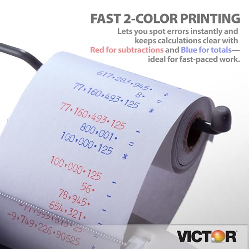 Victor 12-Digit Compact Adding Machine Printing Calculator, White (1208-2)
