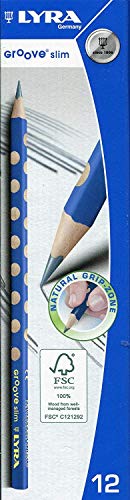 LYRA Groove Slim Wooden HB Graphite Pencils, 12 Pieces, Easy Grip, Schoolpack, Ideal for Young Children and Primary Schools
