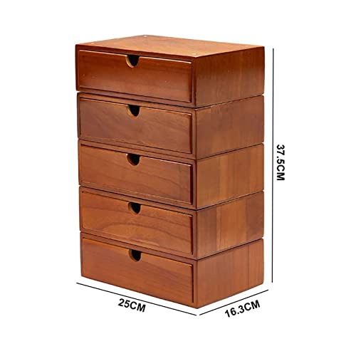 EliteBloom Flat File Cabinet - 3/5 Layer Wood Desktop Organizer Storage Box with Drawers, Office Supplies A4/Receipt File Organizer, for Monitor Stand/Printer Platform,A-5 Layer