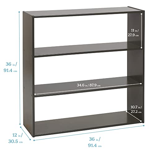 ECR4Kids 3-Shelf Double-Sided Storage Cabinet, 36in High, Grey Wash