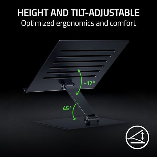 Razer Adjustable Laptop Stand, Supports Phones/Tablets up to 18", Black