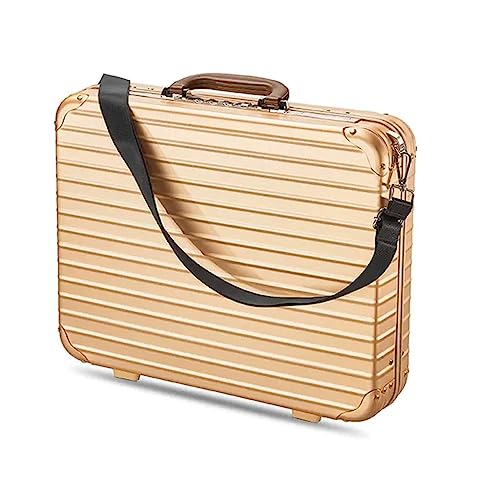 ZHDLdpUS Aluminum Briefcase, Men's Business Laptop Case, Home Medical Kit Now Instrument and Equipment Toolbox with Straps (Color : Gold, Size : 16in)