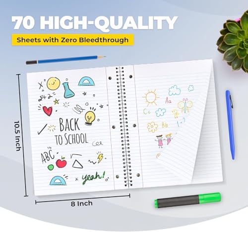 Bilinny - Spiral Notebook 96 Pack of 48 Bright & 48 Pastel Colors, 1 Subject, College Ruled, Notebooks for School - 8 X 10.5 Inch - 70 Sheets (96 Pack)