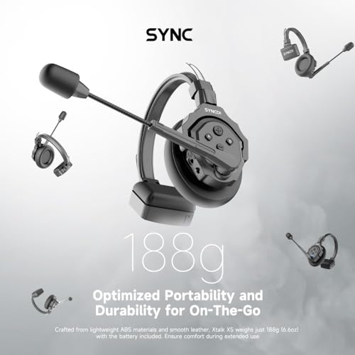 Keenous SYNCO XTALK X2 Wireless Intercom Headset System 2.4GHz 1148ft/350m Long Distance Range Real-time Monitoring Communication Headset for Live Show Stage Performance Movie Shoot (X2 for 2 persons)