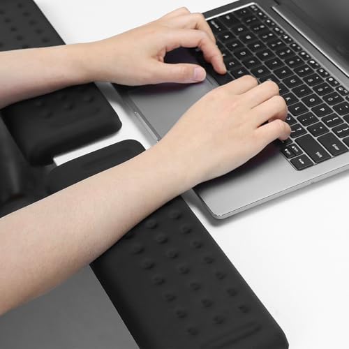 QWORK® Ergonomic L-Shaped Keyboard Wrist Rest – Memory Foam, Non-Slip Base Pack of 2