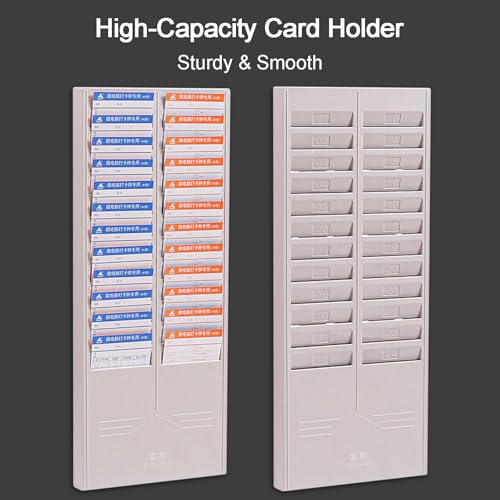 Time Card Holder Wall Mount with Numbered 20 50 Slots Rack Card Holder Employees Time Card Rack for Business Office Punch Light Gray 50 Slots