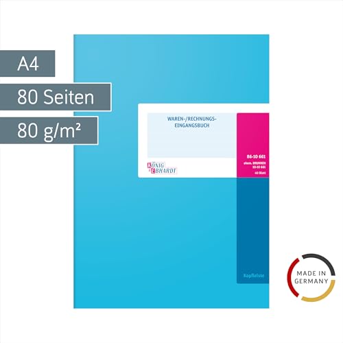König & Ebhardt 8610661/Incoming Goods/Invoices Account Book (A4 with Header, 6 Dividers, 80g/m²; 40 Sheets Wire Binding)