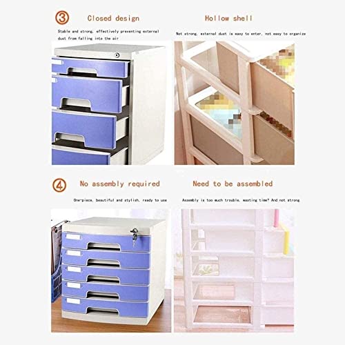 ELUKHT File Cabinets Keys Lock 10 Drawer Data File Storage Cabinet - Multicolor 29.5X39.4X32.5Cm Bookcase