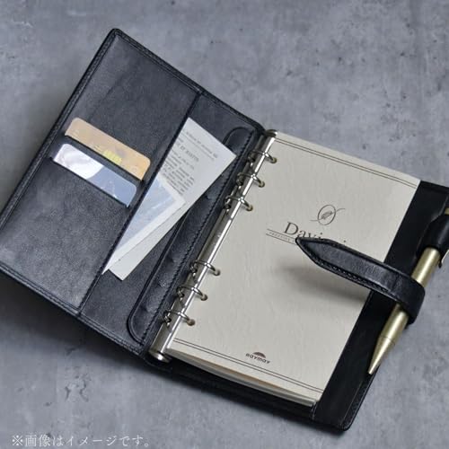 Raymay Fujii JDP1411E Personal Organizer Da Vinci Oil Leather Pocket Size 11mm Ring Genuine Leather Dark Brown