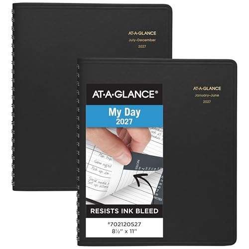 AT-A-GLANCE 2027 Appointment Book Planner, Daily Group Planner, 8.5" x 11", Eight Person, Two-Volume Set Jan-Jun & Jul-Dec, Black (7021205-27)
