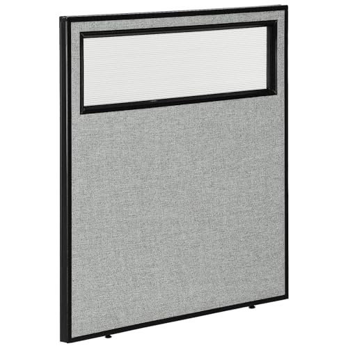 Global Industrial 36-1/4"W x 42"H Office Partition Panel with Partial Window, Gray