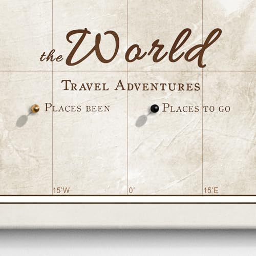 Canvas World Map with Cork Pin Board - English Lettering - Decorative Wall Decoration for All Rooms - Canvas Pictures with World Map Motif (90x60 cm, Pattern 20)