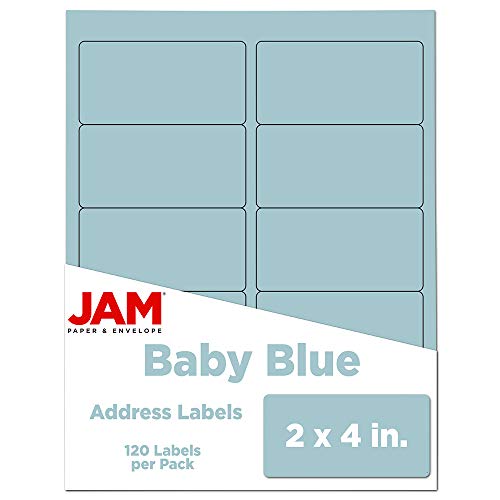 JAM PAPER Shipping Address Labels - Standard Mailing - 2 x 4 - Baby Blue - 20 Packs of 120