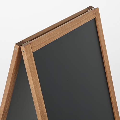 M&T Displays Rustic Dark Wood Double Sided Sandwich Board Floor Standing Folding Advertising Magnetic Chalkboard Signs Sidewalk Restaurant Menu Board for Outdoor 18.10x26.5 Inches