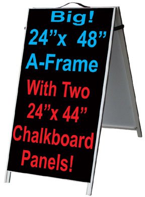 48" Aluminum A-Frame Sidewalk Sign - Chalkboard Panels!