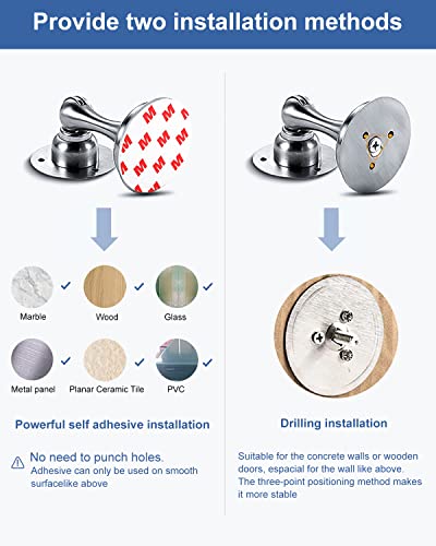Magnetic Door Stop Stainless Steel ZUONAI 2 Pack Magnetic Door Stopper Heavy Duty Magnetic Door Holder Sticking Outdoor Magnetic Floor Door Stop Strong Magnet Door Stoppers for Walls and Floor