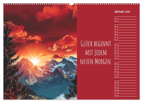 A Portion of Happiness – Motivational Calendar for the Whole Year (High-Quality Premium Wall Calendar 2026 DIN A2 Landscape), Art Print in High Gloss: Calendar with ... to Be Happy (CALVENDO