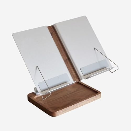 Maywood Premium Adjustable Wooden Book Stand with Spine Protection, Ergonomic Reading Stand with Storage Tray, Height & Angle Adjustable for Books, Tablets & Laptops
