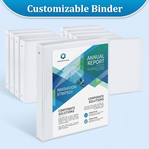 1 Inch 3 Ring Binder 12 Pack, Clear View White Binders Bulk - Performore